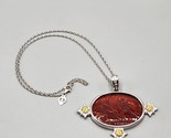 Tagliamonte Venetian Glass Intaglio Red Oval Pendant Necklace 925 18K Italy - $193.49