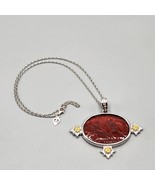 Tagliamonte Venetian Glass Intaglio Red Oval Pendant Necklace 925 18K Italy - £151.27 GBP