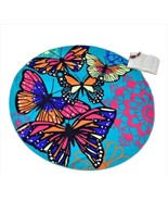 Vibrant Butterfly Beach Towel 59&quot; Diameter Round Soft Teal Background Po... - £21.01 GBP