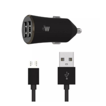Just Wireless Dual USB 1.0A Car Charger with 5Ft Micro USB Cable - Black - £6.28 GBP