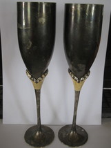 old set of 2 Godinger Champagne Silver Plated Flutes. no damage. rare ed... - £35.35 GBP