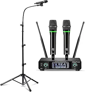 Wireless Microphone And Mic Stand Gooseneck, For Singing/Wedding/Church/... - $240.99