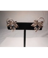 Sterling Clip on Earrings Leaf Shape with Black Onyx Stone Signed EA in ... - €9,29 EUR