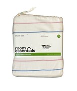 Room Essentials Sheet Set Twin XL Multi Striped Sateen Weave Classic Neu... - $18.49