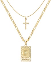 Gold Layered Initial (F) Cross Necklace - £25.60 GBP