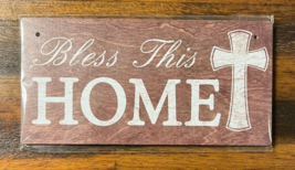 Bless This Home - Wood Sign With Cross Vintage Novelty Sign NEW! - £3.87 GBP