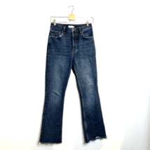 28 - Anine Bing Lara Kick Flare Blue Frayed Hem Denim High Rise Jeans 09... - $104.00