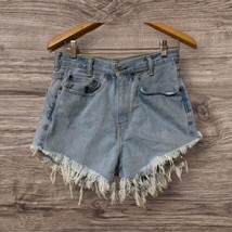 Levi’s 505 Cut Off Shorts High-Rise Denim Blue Light Wash Frayed 29 WAIST - £12.98 GBP