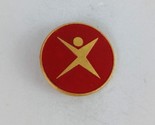 Vintage Gold Tone Person On Round Red Lapel Hat Pin - $8.42