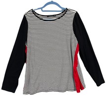 Susan Graver Weekends Shirt Womens Extra Large Black White Red Jersey Knit T  - £15.34 GBP