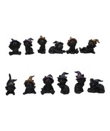 Set of 12 Halloween Black Cats With Witch Hats Mini Figurines In Multi P... - $901.93 MXN
