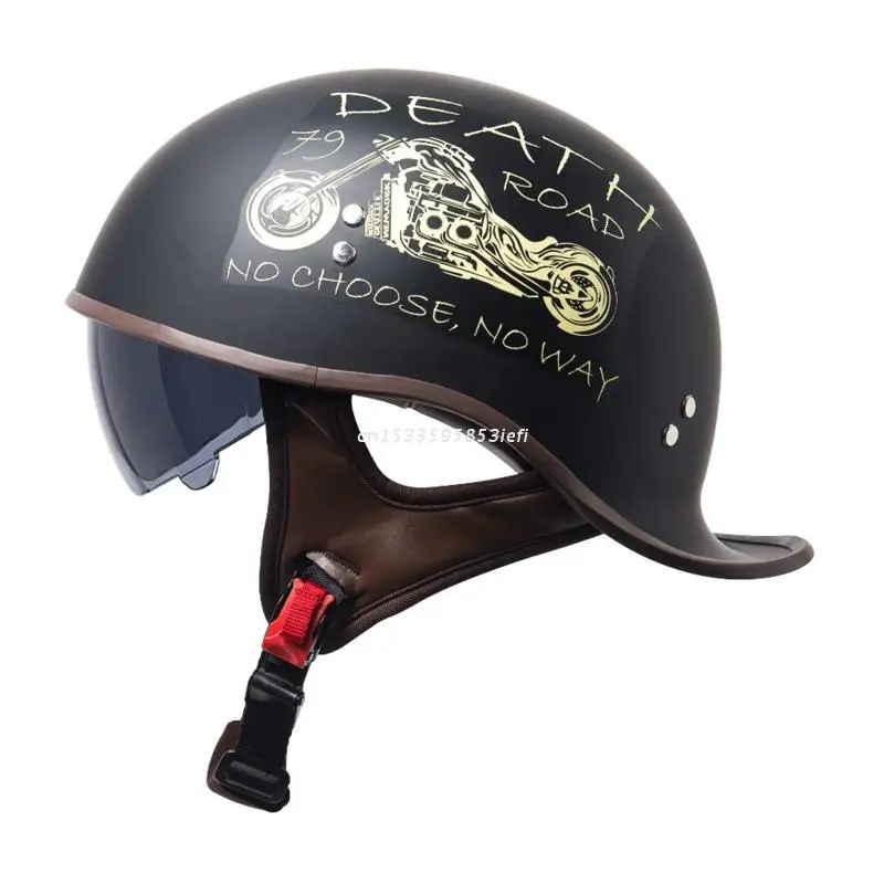 Vintage Motorcycle Women Adult Open-Face Retro Half Helmet Fashion Baseball CF - £332.14 GBP