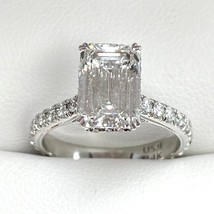 GIA 2.62CT G-VS1 Kunstdiamanten Grown Smaragd Diamant (3.40TCW) Ring 14k Weiß - £3,164.99 GBP