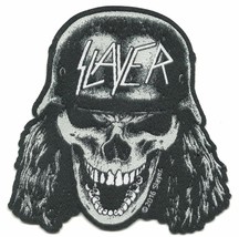 SLAYER skull helmet 2016 - shaped - WOVEN SEW ON PATCH official merchandise - £3.98 GBP