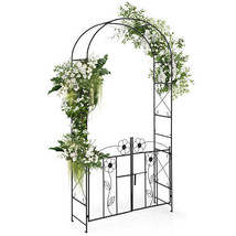 2 in 1 Garden Arbor with Door and Latch for Outdoor Lawn-Black - Color: ... - $2,785.70 MXN