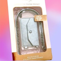 Casery Crossbody Phone Pocket RFID Protection Silver w/Silver Chain Strap Secure - £19.77 GBP