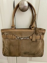 COACH Hamptons Carryall Tote Flint Brown Cowhide Suede Shoulder Bag E050-8A78  - £27.91 GBP