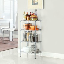 4 Tier Corner Shelves Wire Shelving Rack Shelf Adjustable Storage Unit Organizer - £66.69 GBP