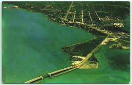 Aerial View Lemon Bay Bridge Englewood Florida FL UNP Chrome Postcard H6 - £2.31 GBP