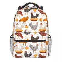 Funny Chicken Print Backpack Student Easter Egg Pattern Soft Backpa Polyester Cu - £139.46 GBP