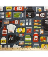 Cotton Chillin &amp; Grillin Grilling BBQ Apron Ketchup Fabric Print by Yard... - $19.59 CAD