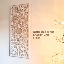 Carved Wooden Wall Art - Decorative Mandala Distressed Long Panel Headboard Scul - £159.76 GBP