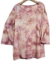Soft Surroundings Medium Harbor Trace Sublimation Top Tunic Tie Dye Bell Sleeve  - £23.48 GBP