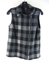 Chaps Black Plaid Offset Zip Up Vest Size M - $24.74