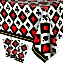 3 Pieces Casino Poker Themed Party Tablecloths Poker Party Plastic Disposable Ta - £18.00 GBP