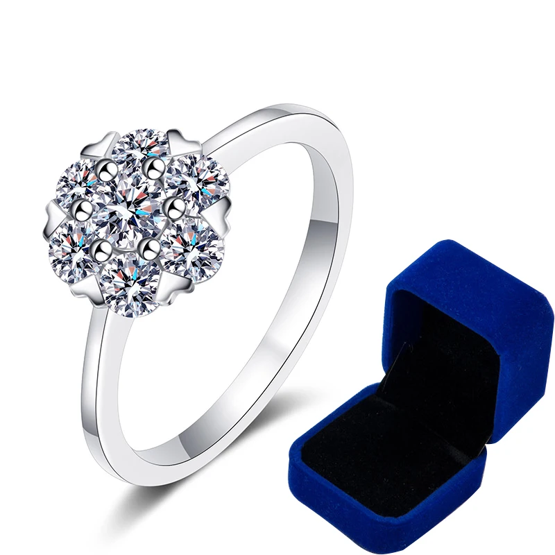 Real Moissanite Engagement Ring Brilliant VVS Diamond Halo Wedding Band For Wome - £77.28 GBP