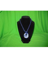 Handcrafted Blue Twisted Strand Chain with Tear Drop Pendant - $10.00