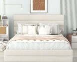 Queen Size Upholstered Platform Bed, With Twin Size Trundle And Two Draw... - $967.99