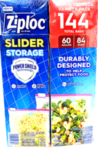 Ziploc Slider Storage Bag Variety Pack Durable Easy to Use Seal 144 Count - $24.64