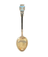 Trondheim Norway Blue Enameled and Sterling Silver Souvenir Spoon - £19.46 GBP