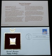 Special Messages HAPPY BIRTHDAY! 22K Gold Stamp USPS First Day of Issue ... - $11.14