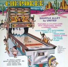 Cherokee Arcade Flyer Original Vintage United Shuffle Alley Game Promo 8&quot; x 11&quot; - £12.30 GBP