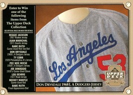 2000 Upper Deck Contest Card Don Drysdale  1981 L A Dodgers Jersey - £0.80 GBP