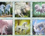 28&quot; X 44&quot; Panel Unicorns Magical Whimsical Fairytale Cotton Fabric Panel... - $10.85