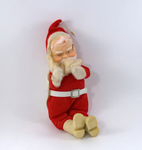 Santa Claus Plush Rubber Fac Sitting Figure 10&quot; Red Suit Vintage 1940-50’s - £27.97 GBP