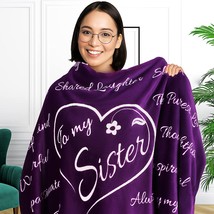 Sister Gifts Throw Blanket 65&quot; X 50&quot; (Purple), Sister Gifts Blanket, Sisters - £29.26 GBP