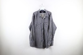 Vintage 90s Dickies Mens XL Faded Spell Out Flannel Western Snap Button Shirt - £38.89 GBP