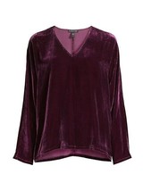 Eileen Fisher V Neck Dolman Velvet Long Sleeve Top Size M - $163.35