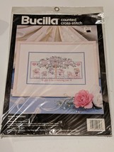 Vintage Bucilla Counted Cross Stitch Kit 1992 Bunny Wedding 10"x6" - $11.05