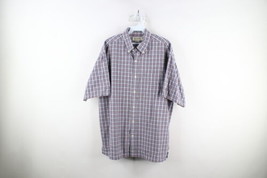 Vintage 90s J Crew Mens Large Spell Out Short Sleeve Collared Button Down Shirt - £31.43 GBP