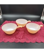 Vintage Fire King Oven Ware Peach Lustre Soup Bowls With Handle 3 Baking... - £18.10 GBP