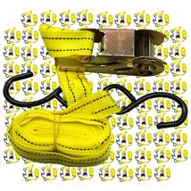 Lot of 96 Ratchet Tie Down Cargo Straps 1&quot; inch x 13&#39; Ft with S Hooks US SELLER - £129.08 GBP