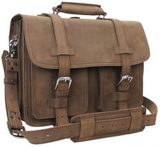 Vagarant Traveler 16 in. C.E.O.Heavy Duty Classic Leather Briefcase Backpack (He - £285.24 GBP