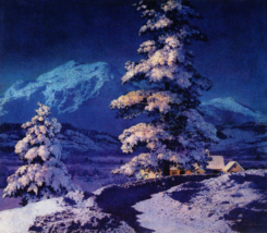 Maxfield Parrish Moonlight-Deep Snow 22x30 Hand Numbered Edition Art Dec... - £95.92 GBP