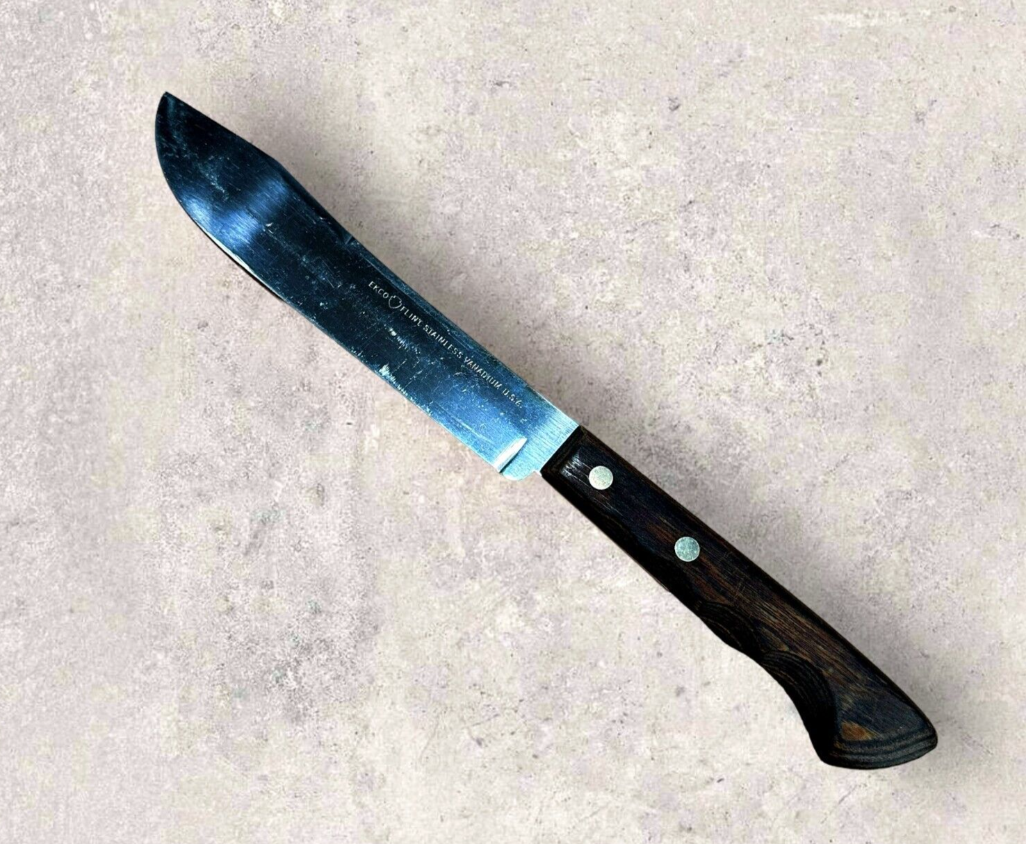 Ekco Flint Stainless Vanadium Carving Knife 7” Blade Wood Handle Vintage USA - $16.29