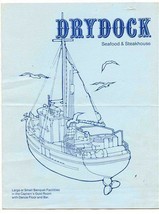 The Drydock Seafood &amp; Steakhouse Restaurant Menu Manistee Michigan 1980s - £22.00 GBP